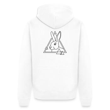 Lapin en forme géométrique - conception d’art au trait - Veste à capuche bio Premium Unisexe - blanc - Dos - Thijin (182cm)