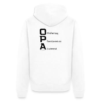Opa - Geschenkidee in Österreichischem Dialekt - Unisex Premium Bio Zip Hoodie - Weiß - Hinten - Thijin (182cm)