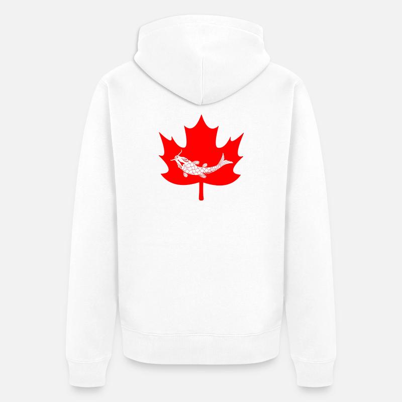 Logo du poisson-feuille d’érable du Canada - Veste à capuche bio Premium Unisexe - blanc
