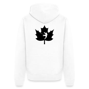 Feuille d’érable du Canada avec joueur de hockey sur glace sculpté - Veste à capuche bio Premium Unisexe - blanc - Dos - Thijin (182cm)