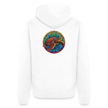 Meeresschildkröte mit Mandalas verziert - Unisex Premium Bio Zip Hoodie - Weiß - Hinten - Thijin (182cm)