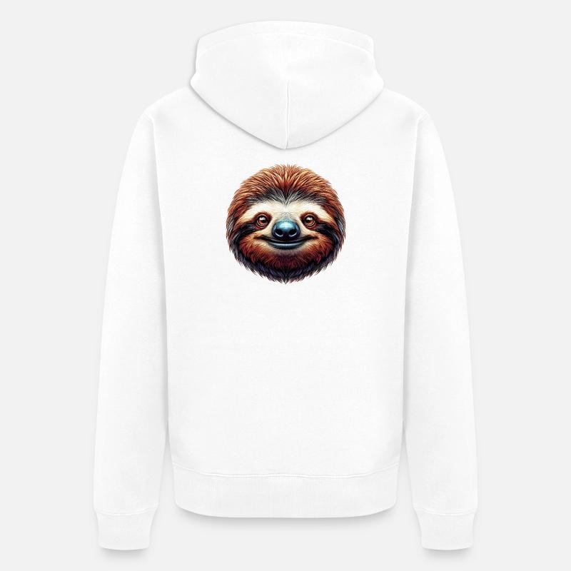 Faultier - Unisex Premium Bio Zip Hoodie - Weiß