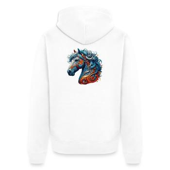 Horse - Unisex Premium Organic Zip Hoodie - white - Back - Thijin (182cm)