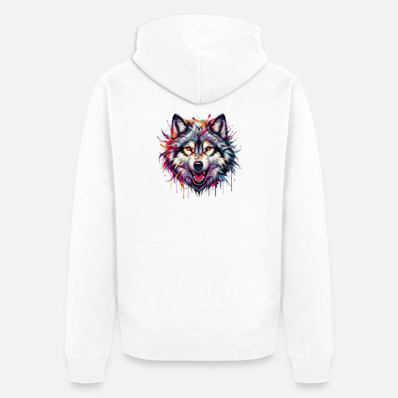 Loup - Veste à capuche bio Premium Unisexe - blanc