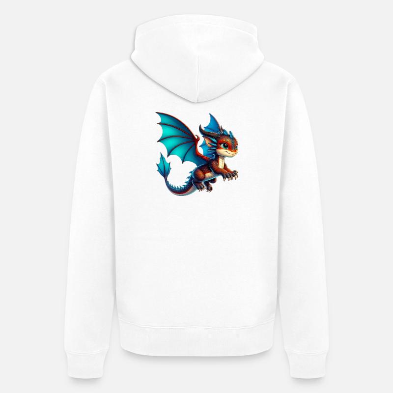 Drache - Unisex Premium Bio Zip Hoodie - Weiß
