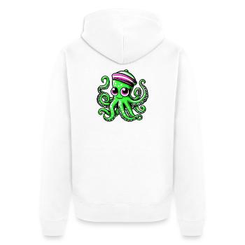 Krake - Unisex Premium Bio Zip Hoodie - Weiß - Hinten - Thijin (182cm)