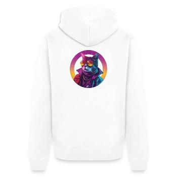 Mauzminator - Unisex Premium Bio Zip Hoodie - Weiß - Hinten - Thijin (182cm)