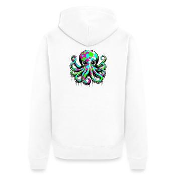 Krake - Unisex Premium Bio Zip Hoodie - Weiß - Hinten - Thijin (182cm)