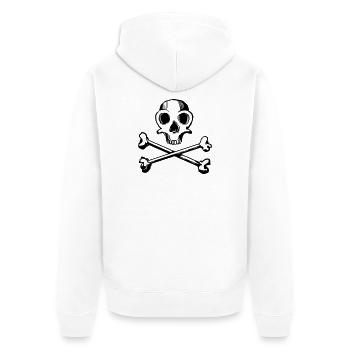 Skull and Bones 1c - Unisex Premium Bio Zip Hoodie - Weiß - Hinten - Thijin (182cm)