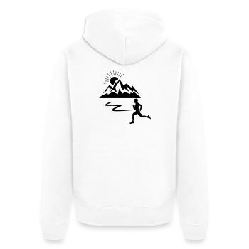 Coureur homme avec des montagnes - Veste à capuche bio Premium Unisexe - blanc - Dos - Thijin (182cm)
