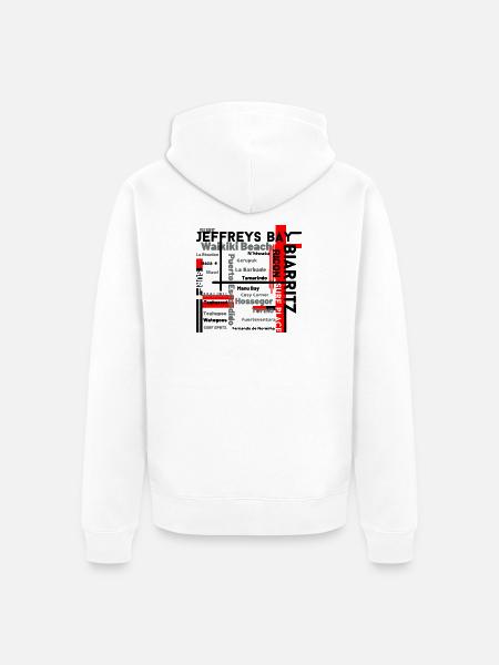 Map of Waikiki and Fuerteventura Beaches - Unisex Premium Organic Zip Hoodie - white
