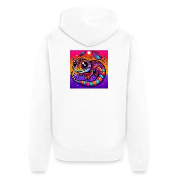 Gecko - Unisex Premium Bio Zip Hoodie - Weiß - Hinten - Thijin (182cm)