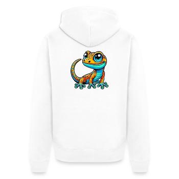 Gecko - Unisex Premium Bio Zip Hoodie - Weiß - Hinten - Thijin (182cm)