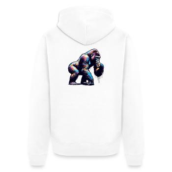 Gorilla - Unisex Premium Organic Zip Hoodie - white - Back - Thijin (182cm)