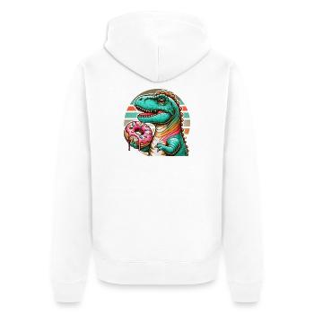 Dino donut motif: An adventure for those with a sweet tooth - Unisex Premium Organic Zip Hoodie - white - Back - Thijin (182cm)