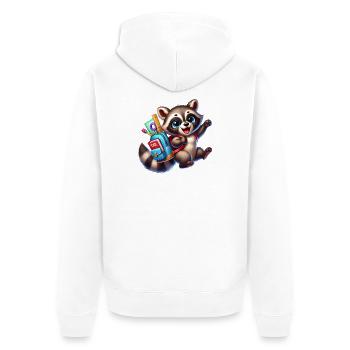Start of school with raccoon: raccoon for school beginners - Unisex Premium Organic Zip Hoodie - white - Back - Thijin (182cm)