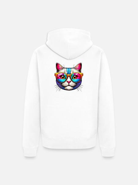 Puss with sunglasses - Unisex Premium Organic Zip Hoodie - white