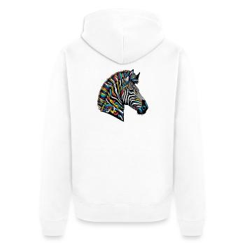 Zebra - Unisex Premium Bio Zip Hoodie - Weiß - Hinten - Thijin (182cm)