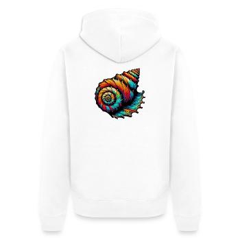 Muschel - Unisex Premium Bio Zip Hoodie - Weiß - Hinten - Thijin (182cm)
