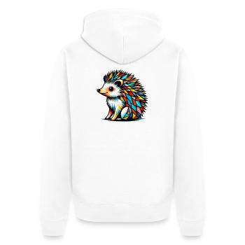 Hedgehog - Unisex Premium Organic Zip Hoodie - white - Back - Thijin (182cm)