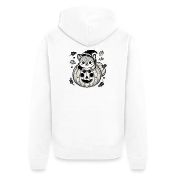 Halloween Fox in the Pumpkin: Sweet Scary Fun - Unisex Premium Organic Zip Hoodie - white - Back - Thijin (182cm)
