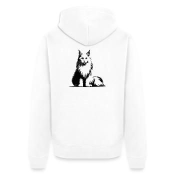 Maine Coon Cat - Unisex Premium Organic Zip Hoodie - white - Back - Thijin (182cm)