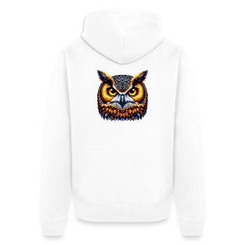 Eule - Unisex Premium Bio Zip Hoodie - Weiß - Hinten - Thijin (182cm)