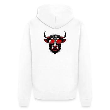 Stier - Unisex Premium Bio Zip Hoodie - Weiß - Hinten - Thijin (182cm)