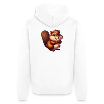 Bieber - Unisex Premium Bio Zip Hoodie - Weiß - Hinten - Thijin (182cm)
