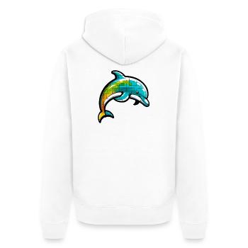 Dolphin - Unisex Premium Organic Zip Hoodie - white - Back - Thijin (182cm)