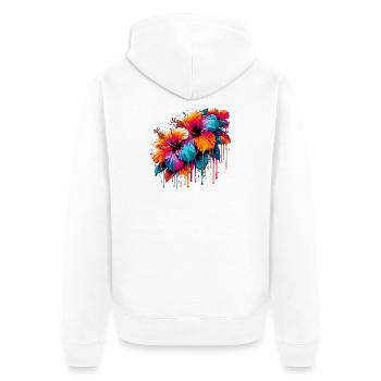 Fleurs d’hibiscus - Veste à capuche bio Premium Unisexe - blanc - Dos - Thijin (182cm)
