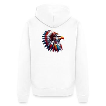 Amerikanischer Indianer Adler Amerikanische Rothaut - Unisex Premium Bio Zip Hoodie - Weiß - Hinten - Thijin (182cm)