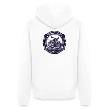 Legendary 1975 – Vintage Motorcycle Design - Unisex Premium Organic Zip Hoodie - white - Back - Thijin (182cm)