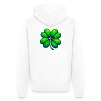 Vierblättriges Kleeblatt - Unisex Premium Bio Zip Hoodie - Weiß - Hinten - Thijin (182cm)