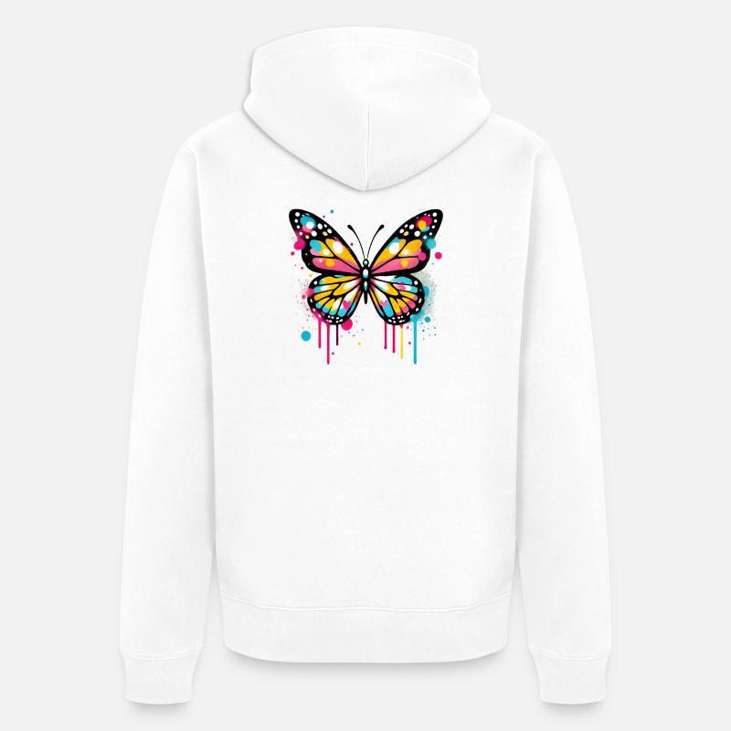 Papillon - Veste à capuche bio Premium Unisexe - blanc