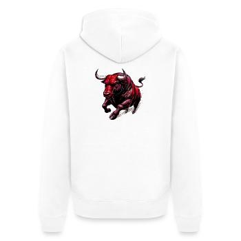 Stier - Unisex Premium Bio Zip Hoodie - Weiß - Hinten - Thijin (182cm)