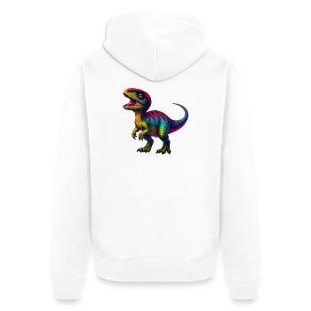 Dinosaurier - Unisex Premium Bio Zip Hoodie - Weiß - Hinten - Thijin (182cm)