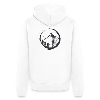 Mountain Circle Emblem - Unisex Premium Organic Zip Hoodie - white - Back - Thijin (182cm)