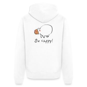 Don't worry - be cappy - Unisex Premium Bio Zip Hoodie - Weiß - Hinten - Thijin (182cm)