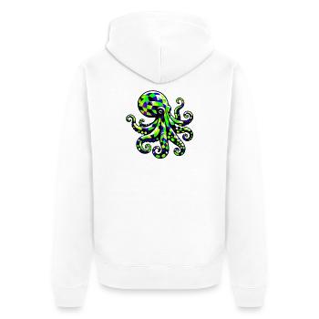 Krake - Unisex Premium Bio Zip Hoodie - Weiß - Hinten - Thijin (182cm)