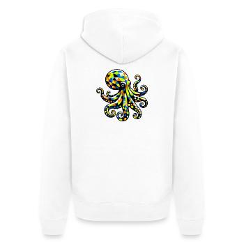 Krake - Unisex Premium Bio Zip Hoodie - Weiß - Hinten - Thijin (182cm)