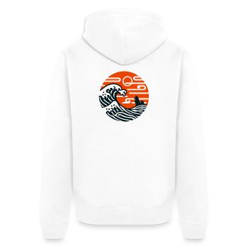 Zen Master Akita - Unisex Premium Bio Zip Hoodie - Weiß - Hinten - Thijin (182cm)