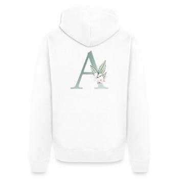 Un monogramme, floral, personnalisable - Veste à capuche bio Premium Unisexe - blanc - Dos - Thijin (182cm)