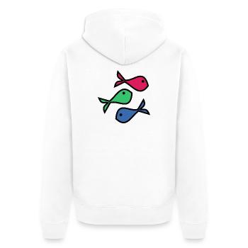 FISH. SARDINE. APRIL FOOL. SEA. OCEAN - Unisex Premium Organic Zip Hoodie - white - Back - Thijin (182cm)