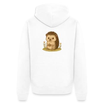 Nordischer Wald - Stachelschwein - Unisex Premium Bio Zip Hoodie - Weiß - Hinten - Thijin (182cm)