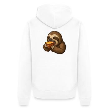 Sloth Lasagna Food Enjoyment Lazy - Unisex Premium Organic Zip Hoodie - white - Back - Thijin (182cm)