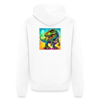 dinosaur - Unisex Premium Organic Zip Hoodie - white - Back - Thijin (182cm)