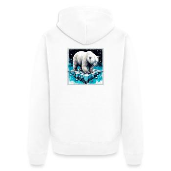 Eisbär - Unisex Premium Bio Zip Hoodie - Weiß - Hinten - Thijin (182cm)