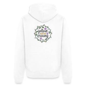 Cadre floral personnalisé à motif nature - Veste à capuche bio Premium Unisexe - blanc - Dos - Thijin (182cm)