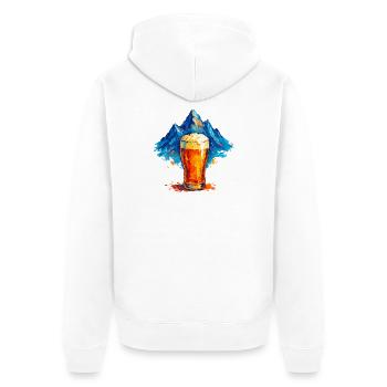 Bergkulisse mit Bierglas - Unisex Premium Bio Zip Hoodie - Weiß - Hinten - Thijin (182cm)
